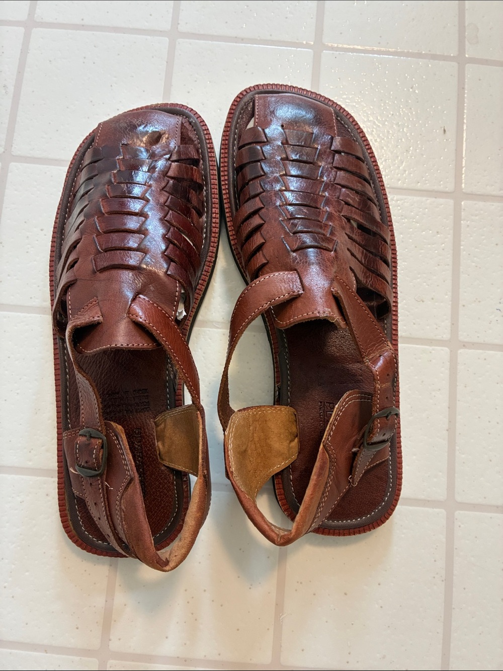 Men's Brown Fisherman Sandals man made material size 8